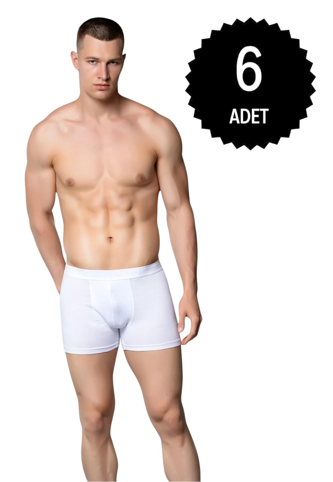 Gümüş 4018 Erkek Likralı Boxer Beyaz 6 lı Paket