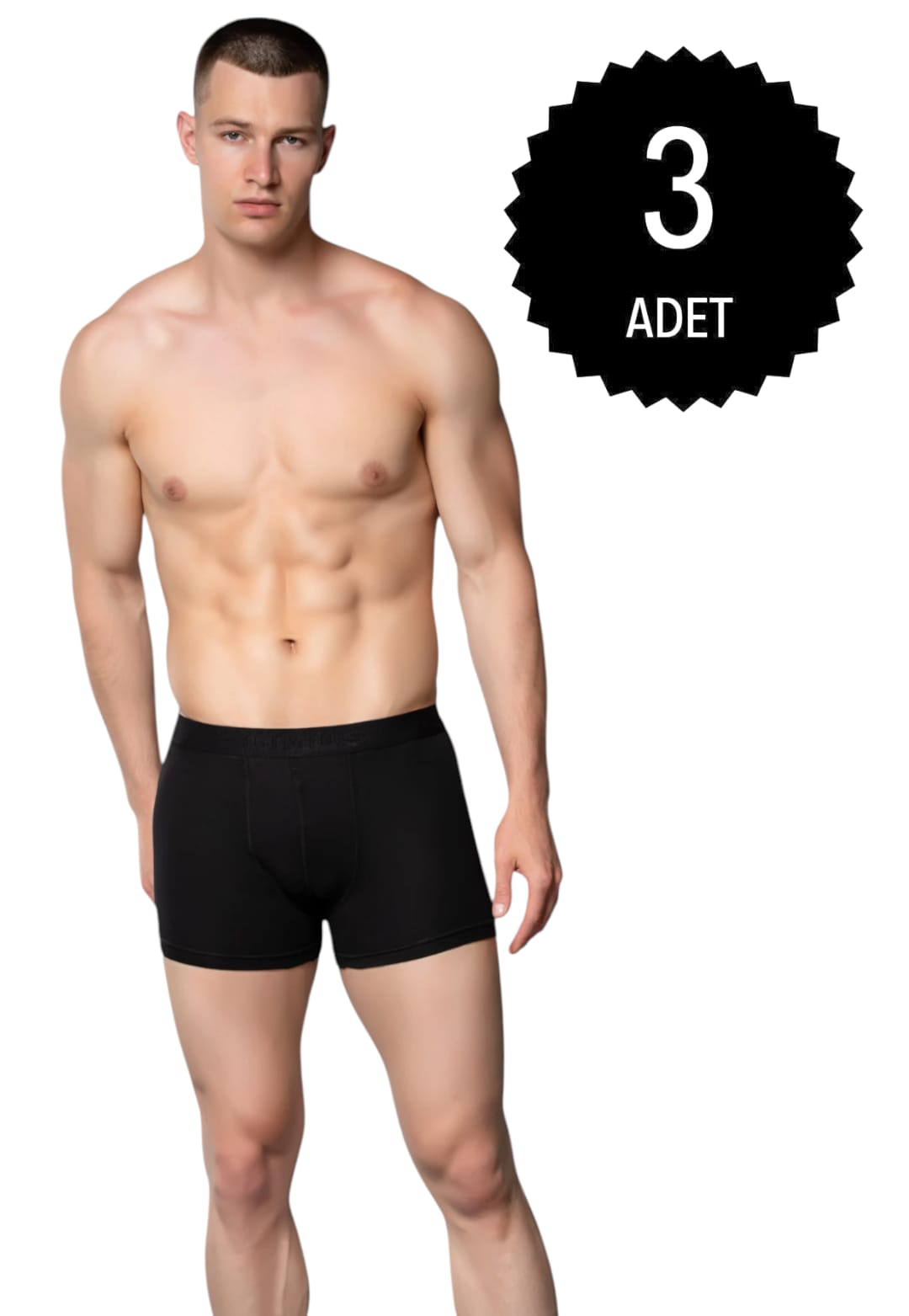 Gümüş 4018 Erkek Likralı Boxer Siyah 3 lü Paket