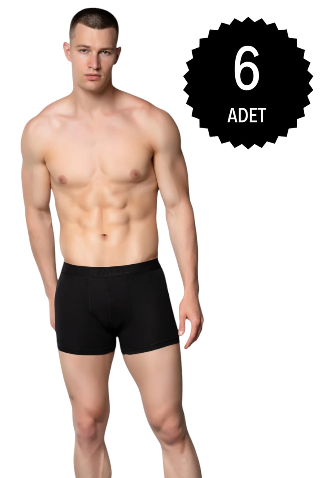 Gümüş 4018 Erkek Likralı Boxer Siyah 6 lı Paket