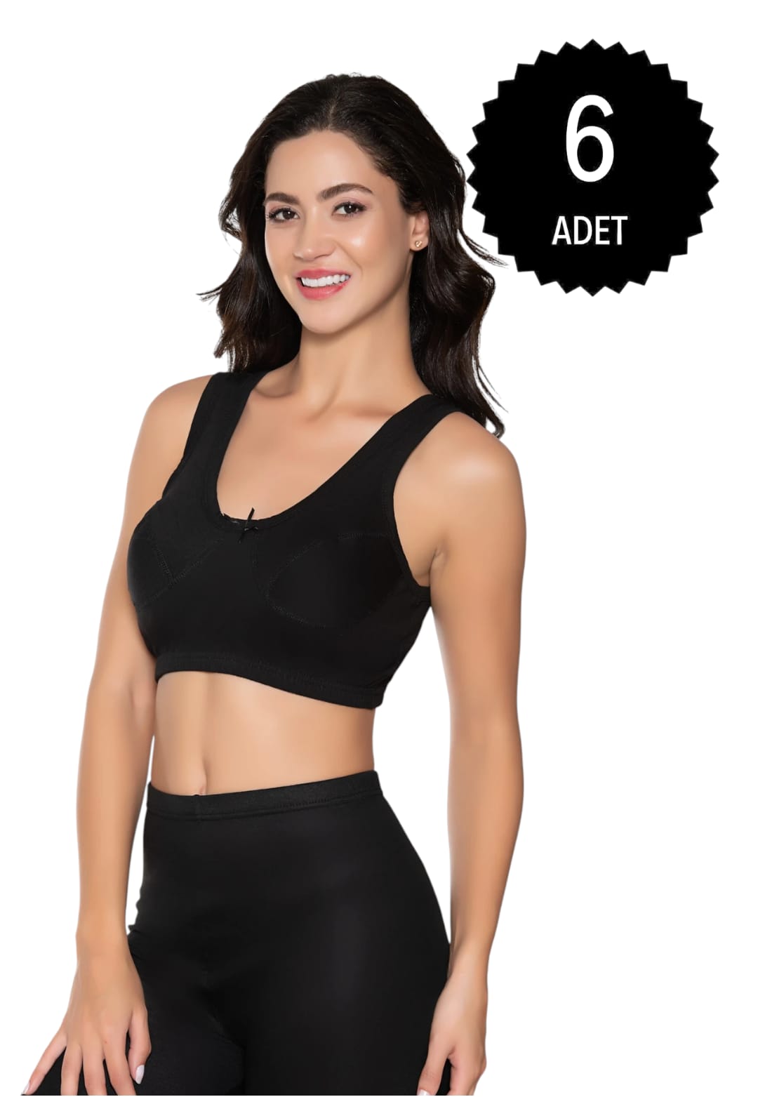 Gümüş 3049 Kadın Penye Yarım Atlet Body Sütyen Siyah 6 lı Paket