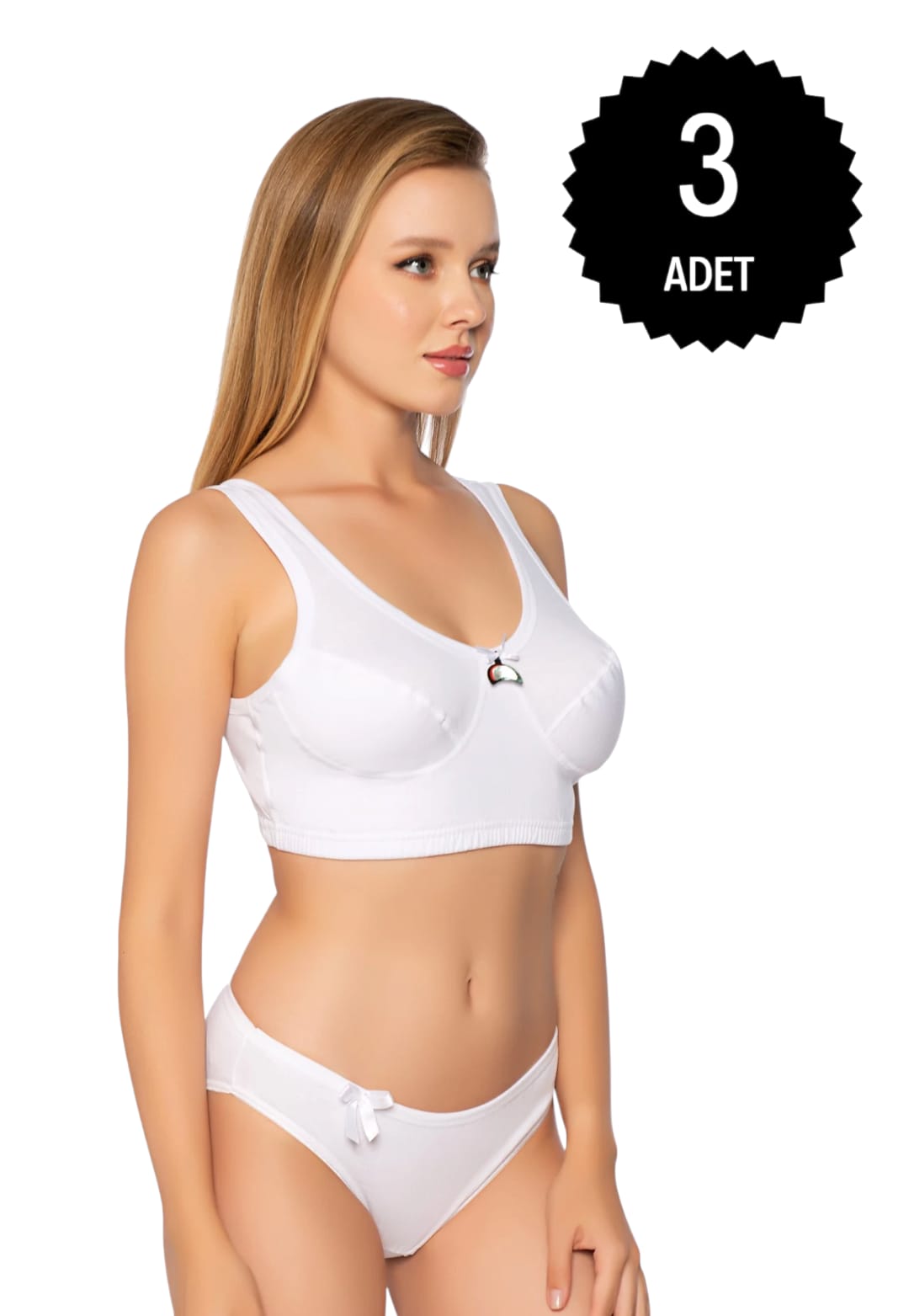 Gümüş 3049 Kadın Penye Yarım Atlet Body Sütyen Beyaz 3 lü Paket