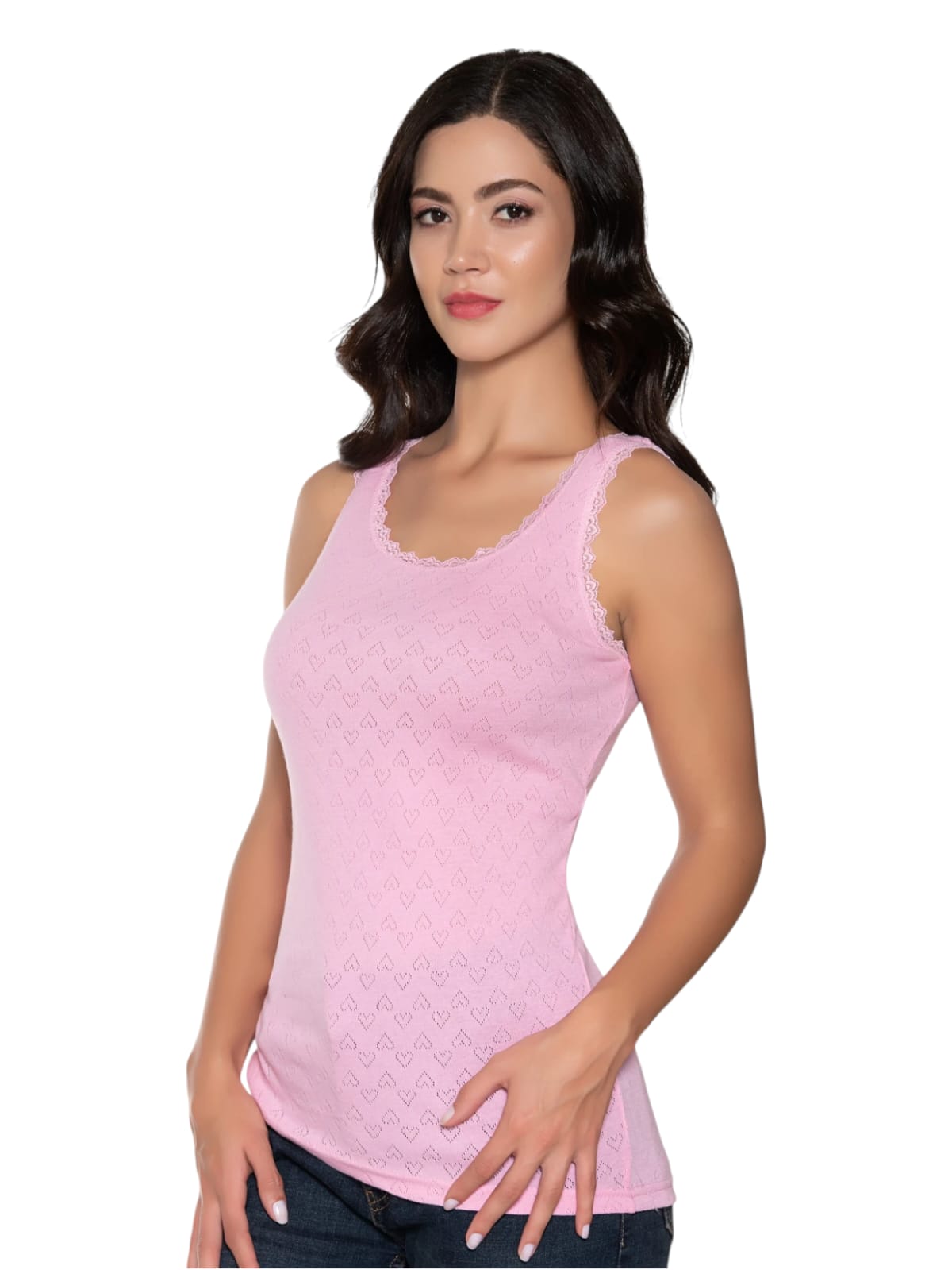 Gümüş 3081 Kadın Jakarlı Geniş Askı Atlet Pembe 12 li Paket