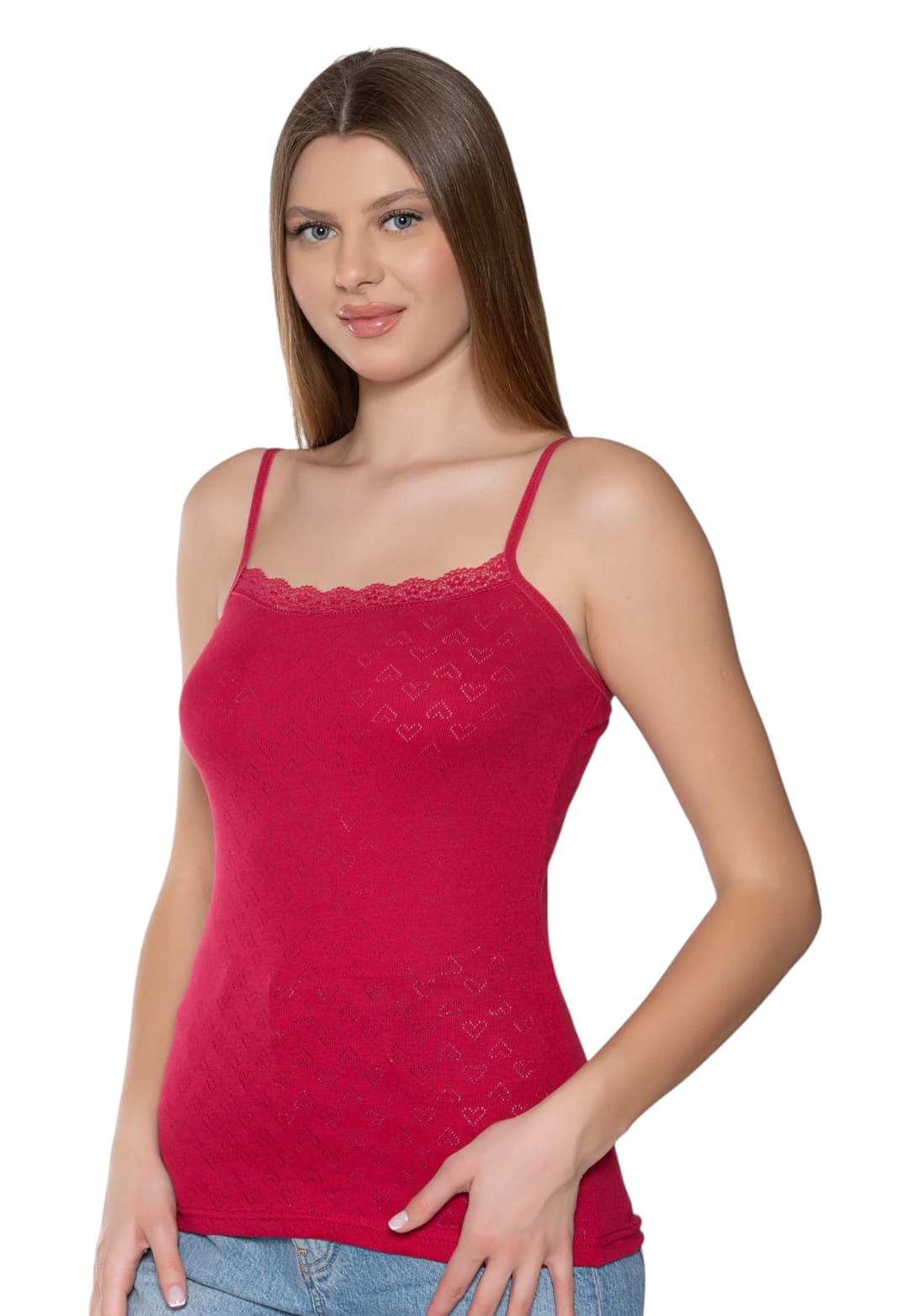 Gümüş 3080 Kadın Jakarlı İp Askı Atlet Bordo 3 lü Paket