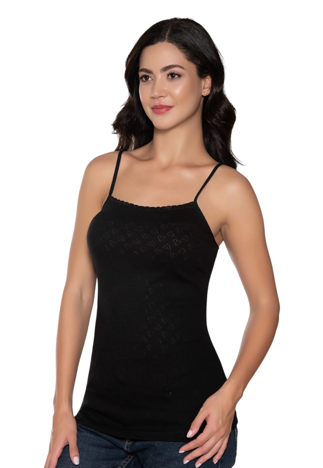 Gümüş 3080 Kadın Jakarlı İp Askı Atlet Siyah