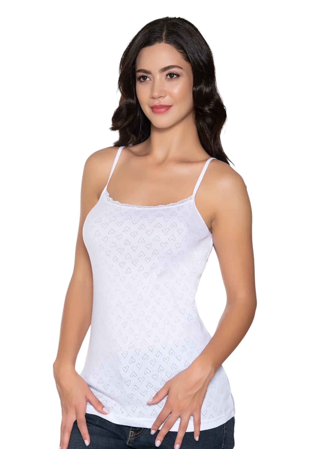 Gümüş 3080 Kadın Jakarlı İp Askı Atlet Beyaz 12 li Paket