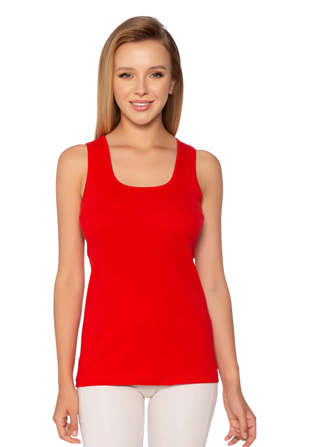 Gümüş 4024 Ribana Geniş Askı Düz Biye Atlet Kırmızı 3 lü Paket