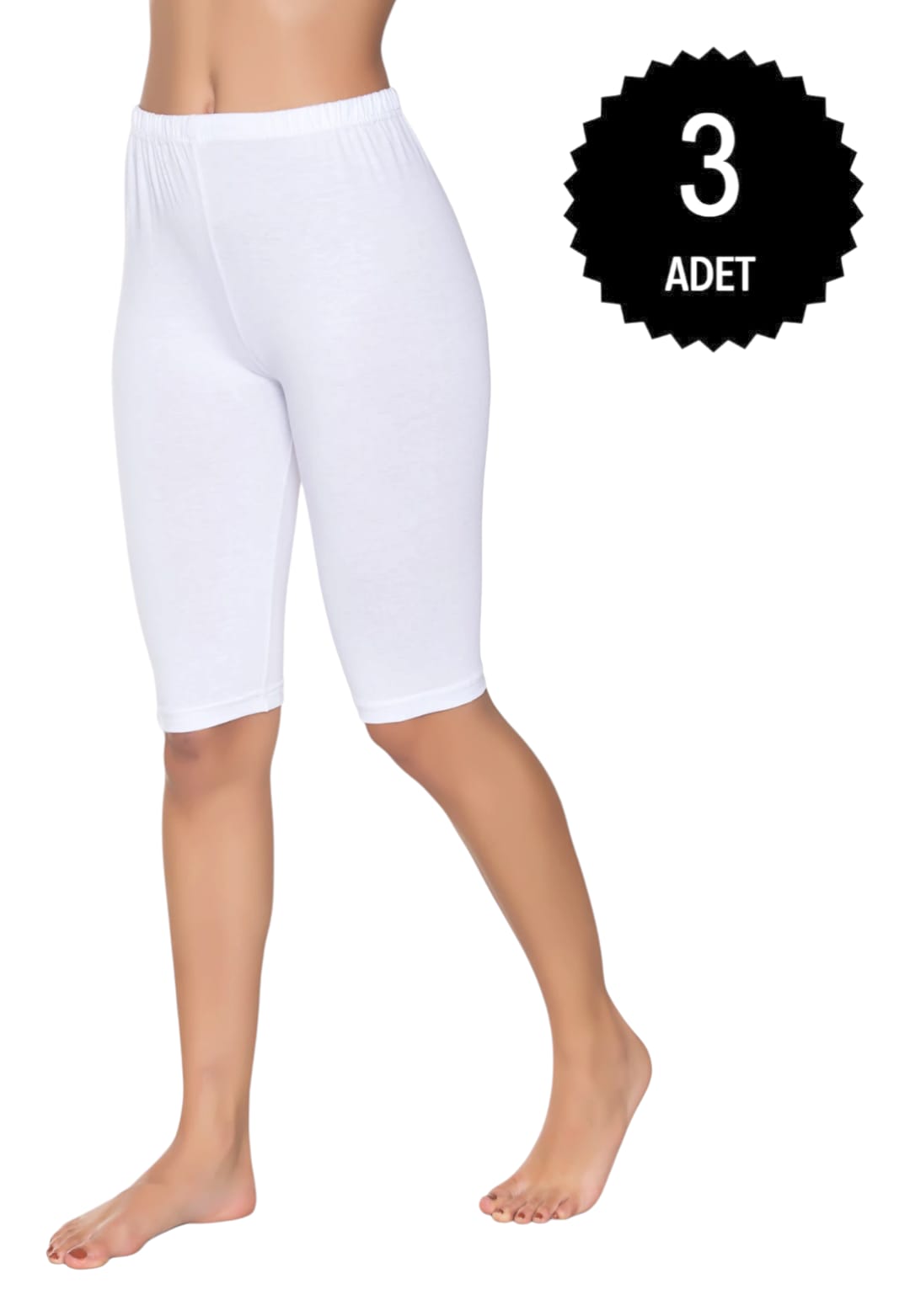 Gümüş 4032 Kadın Likralı Kısa Tayt Beyaz 3 lü Paket