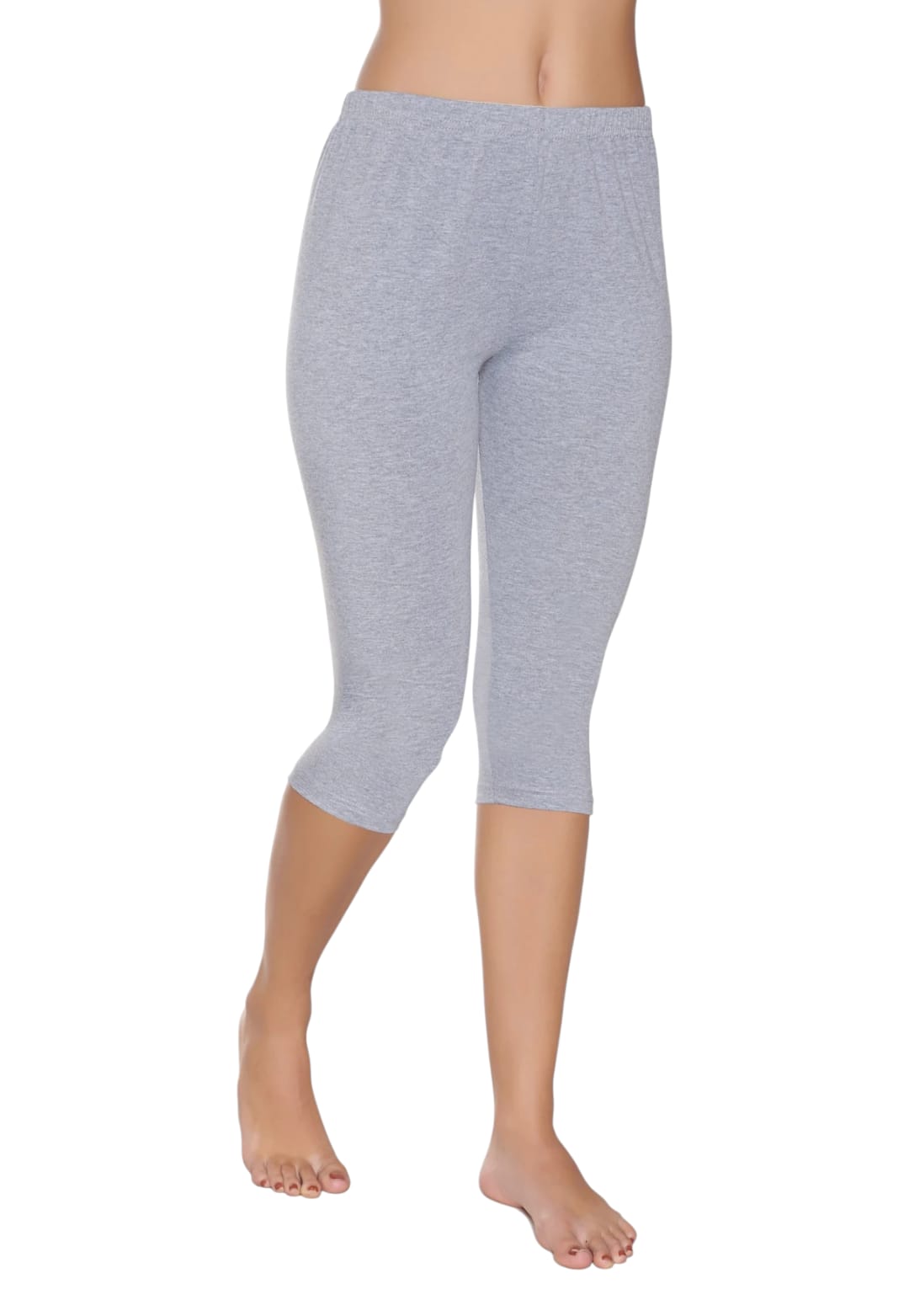 Gümüş 3104 Kadın Likralı Düz Diz Altı Tayt Gri 3 lü Paket