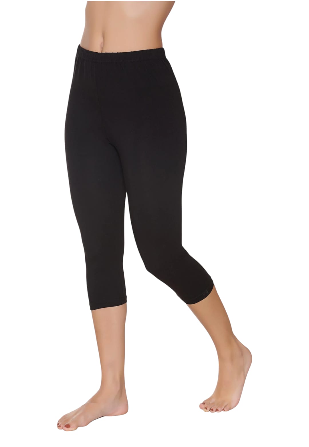 Gümüş 3104 Kadın Likralı Düz Diz Altı Tayt Siyah