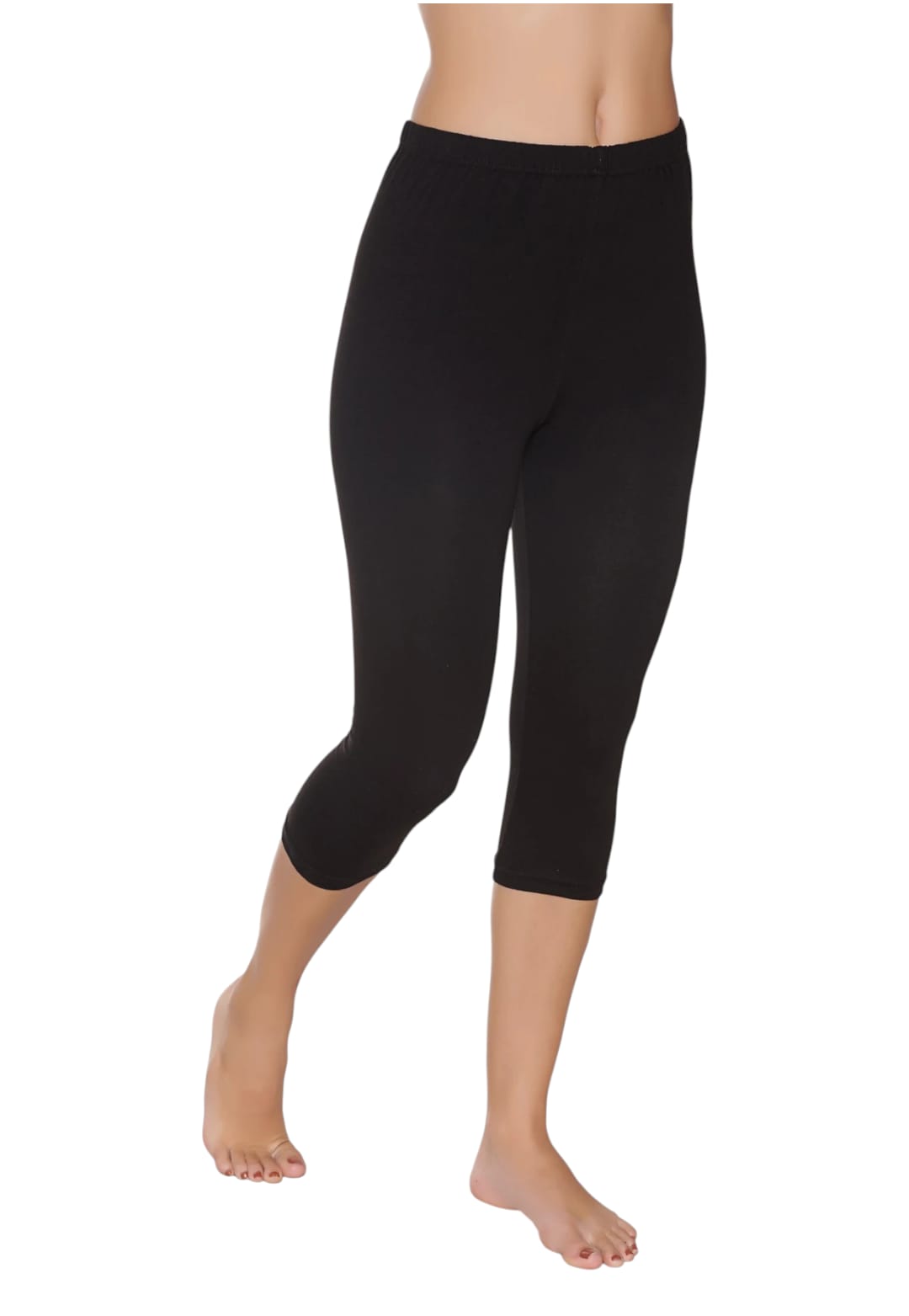 Gümüş 3104 Kadın Likralı Düz Diz Altı Tayt Siyah 12 li Paket