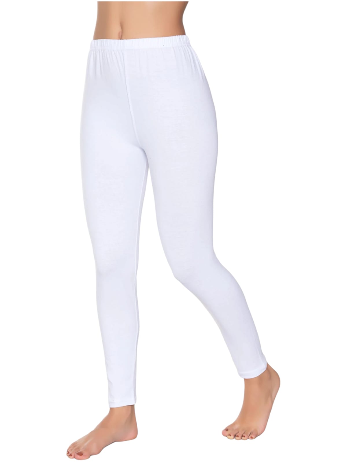 Gümüş 3103 Kadın Likralı Düz Uzun Tayt Beyaz