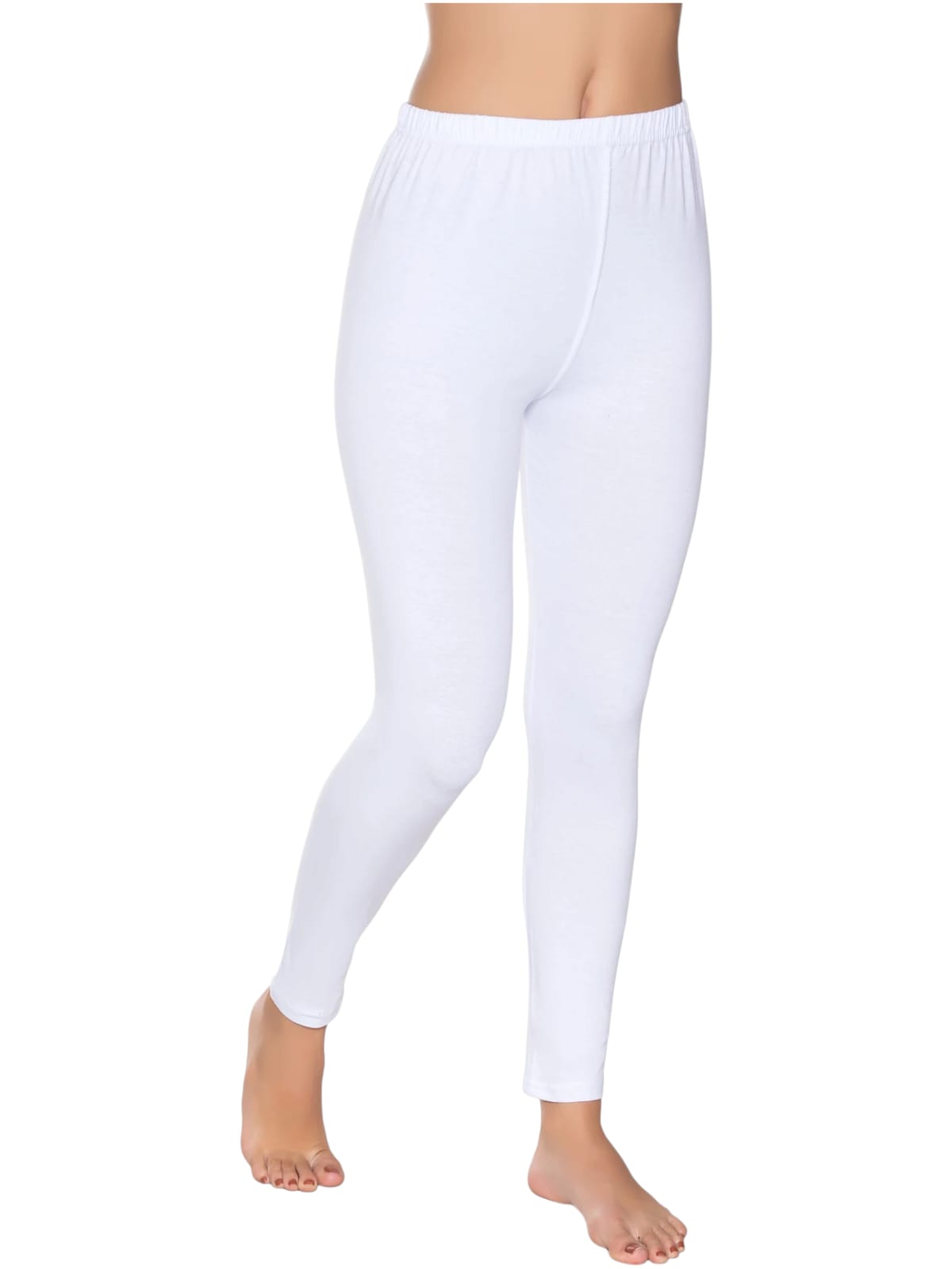 Gümüş 3103 Kadın Likralı Düz Uzun Tayt Beyaz