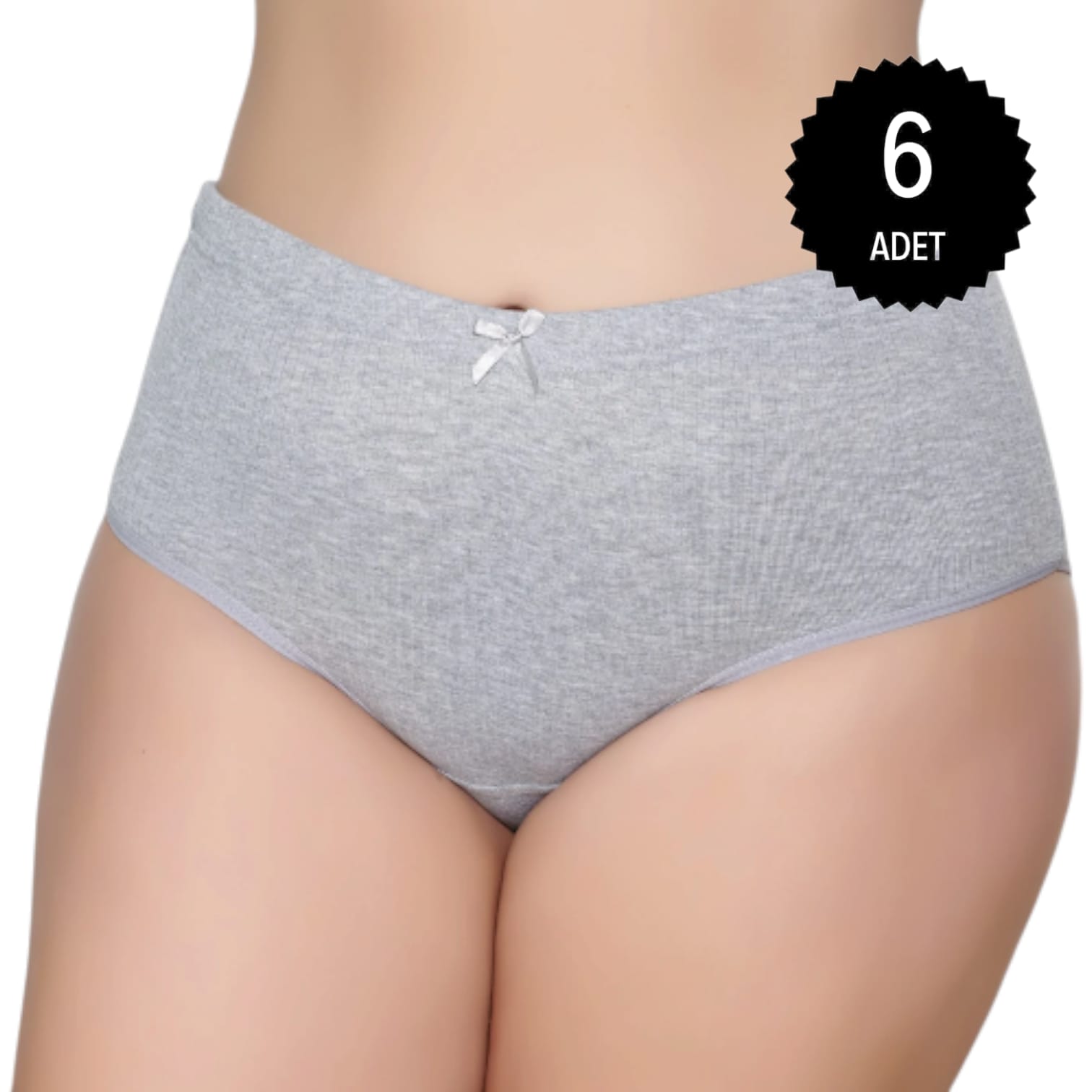 Gümüş 3092 Kadın Yüksek Bel  Çizgili ( Fitilli ) Bato Külot Gri 6 lı Paket