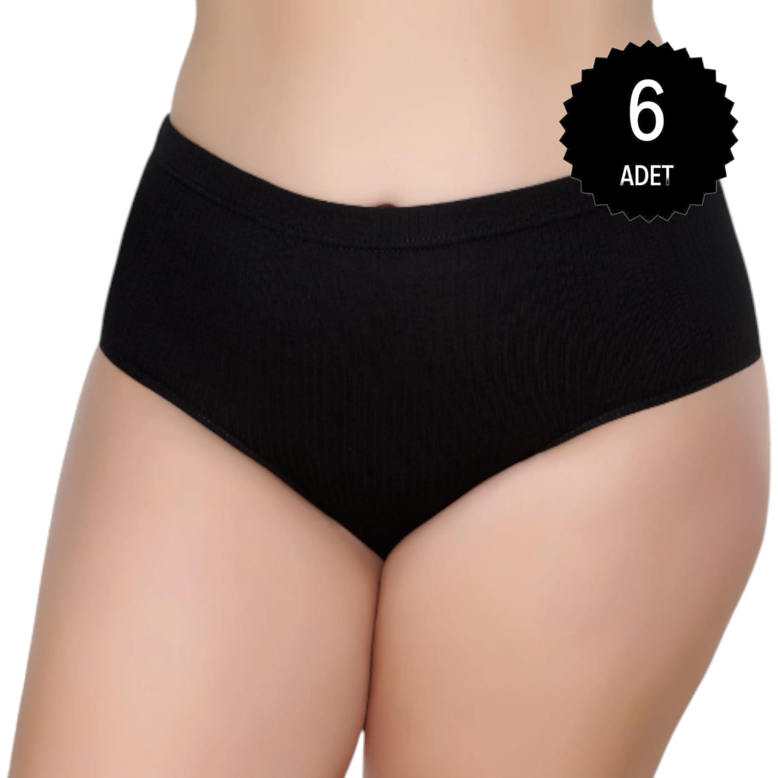 Gümüş 3092 Kadın Yüksek Bel  Çizgili ( Fitilli ) Bato Külot Siyah 6 lı Paket