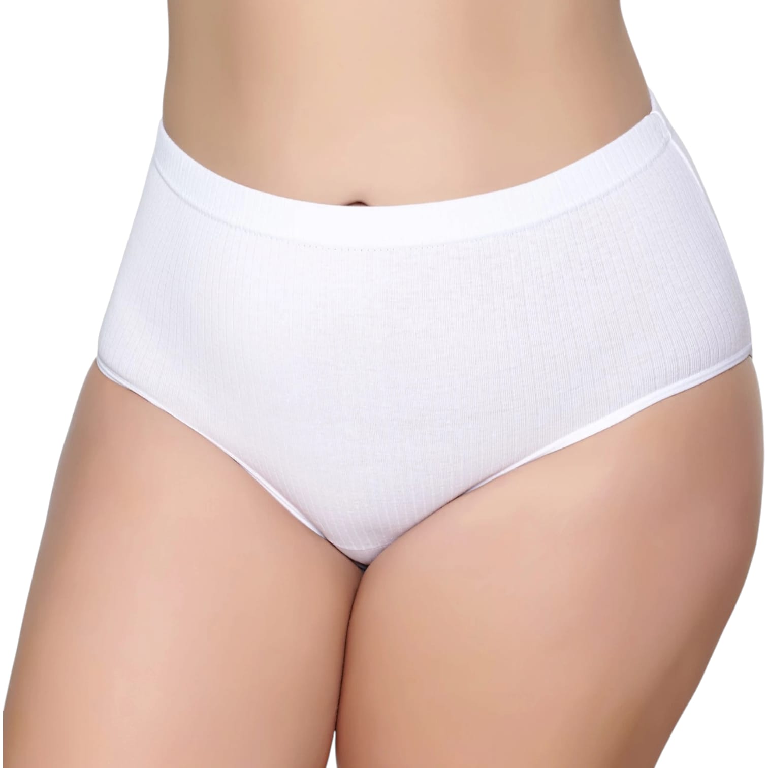 Gümüş 3092 Kadın Yüksek Bel  Çizgili ( Fitilli ) Bato Külot Beyaz 6 lı Paket