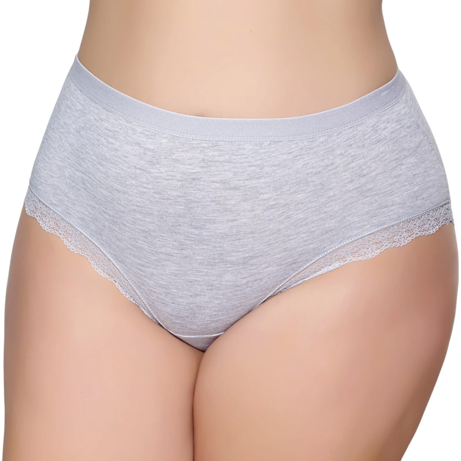 Gümüş 3085 Kadın Likralı Sur Dantel Yüksek Bel Bato Külot Gri 6 lı Paket