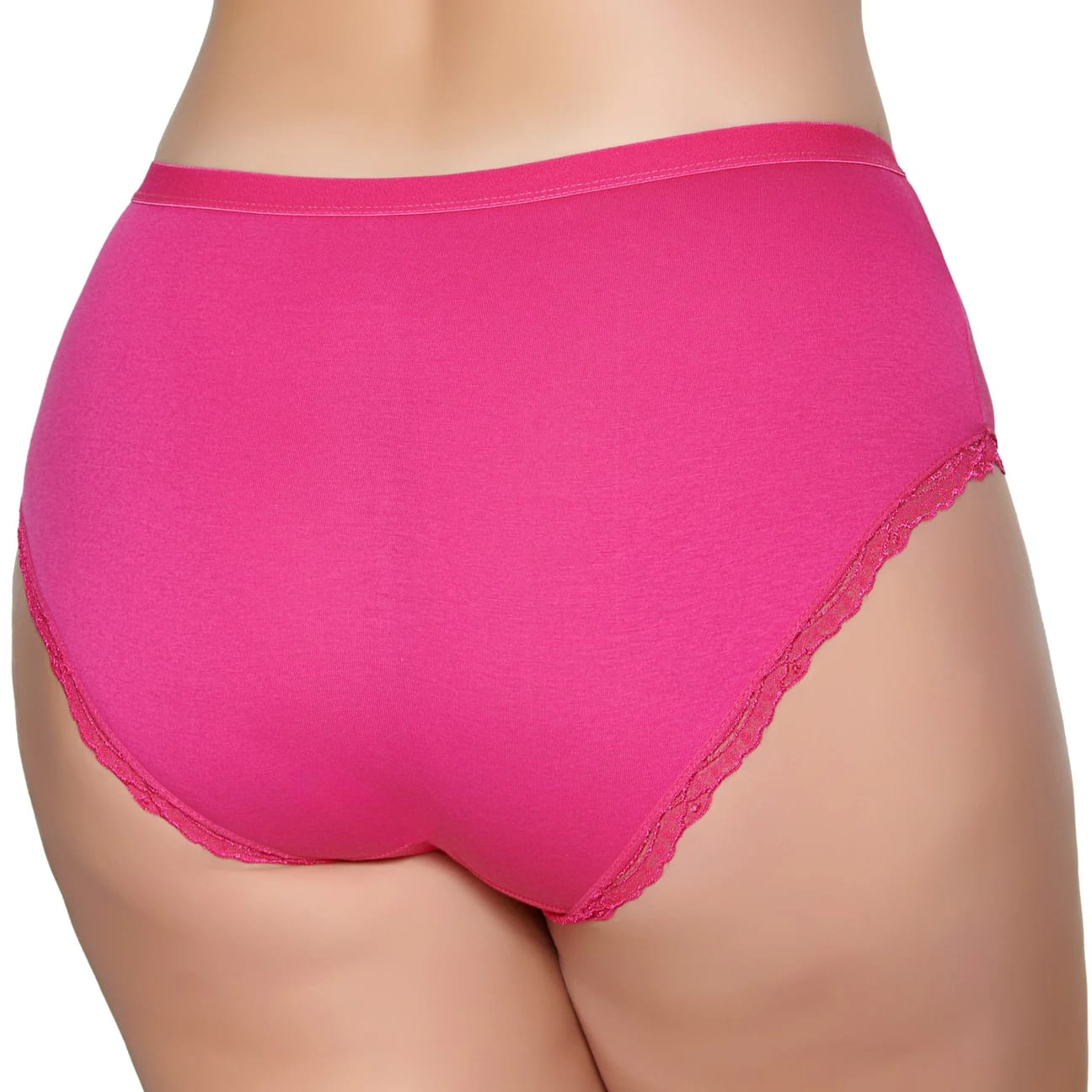 Gümüş 3085 Kadın Likralı Sur Dantel Yüksek Bel Bato Külot Fuşya 6 lı Paket