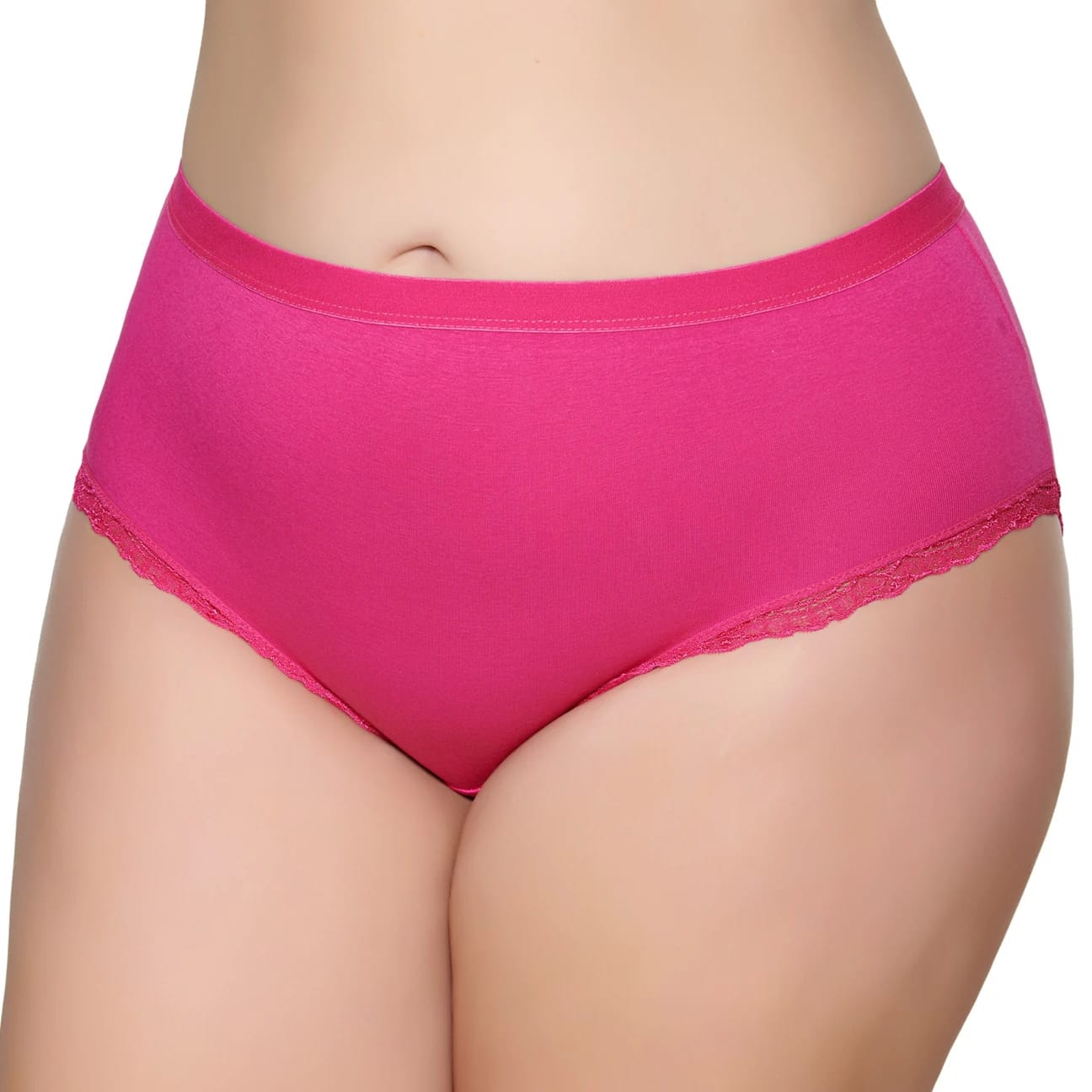 Gümüş 3085 Kadın Likralı Sur Dantel Yüksek Bel Bato Külot Fuşya 12 li Paket