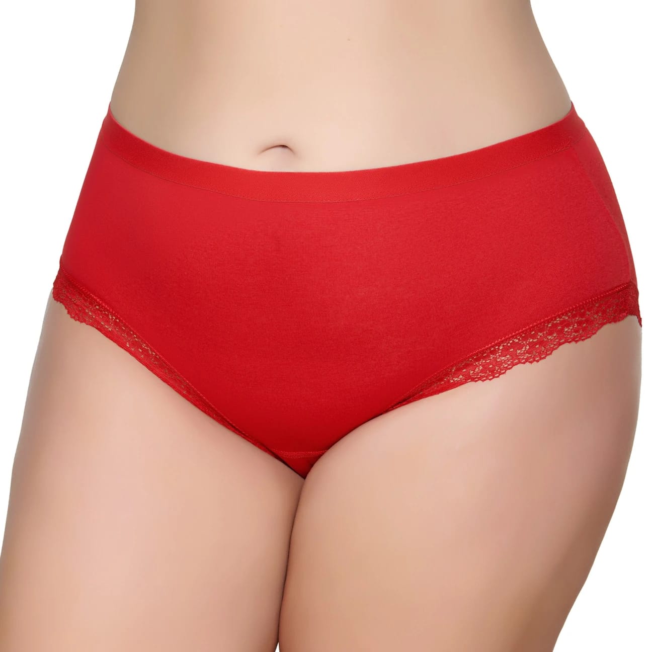 Gümüş 3085 Kadın Likralı Sur Dantel Yüksek Bel Bato Külot Kırmızı 6 lı Paket