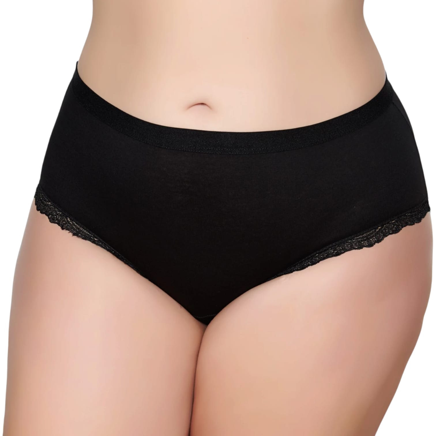 Gümüş 3085 Kadın Likralı Sur Dantel Yüksek Bel Bato Külot Siyah 12 li Paket