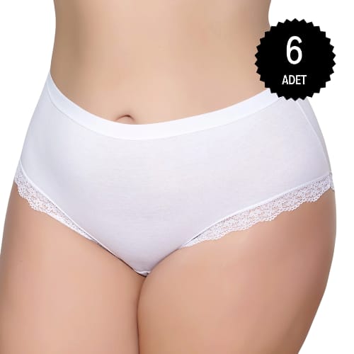 Gümüş 3085 Kadın Likralı Sur Dantel Yüksek Bel Bato Külot Siyah 6 lı Paket