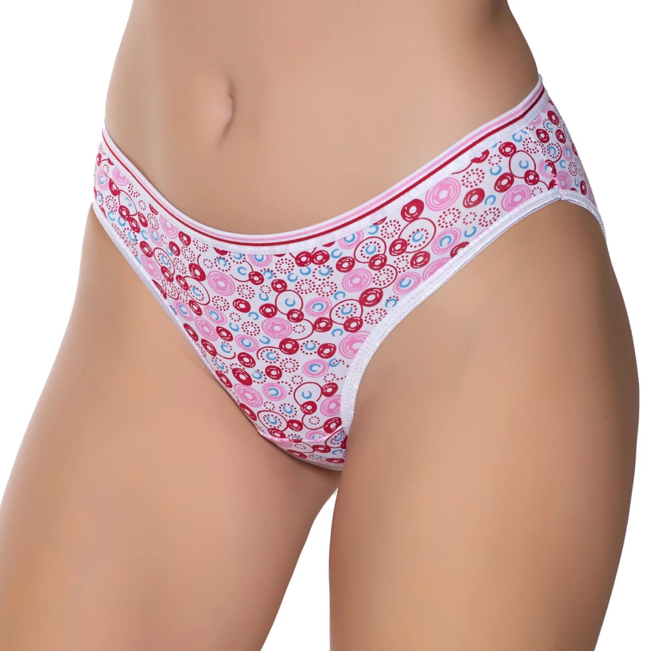 Gümüş 6026 Kadın Likralı İnce Bel Halka Baskılı Bikini Külot Karışık 12 li Paket