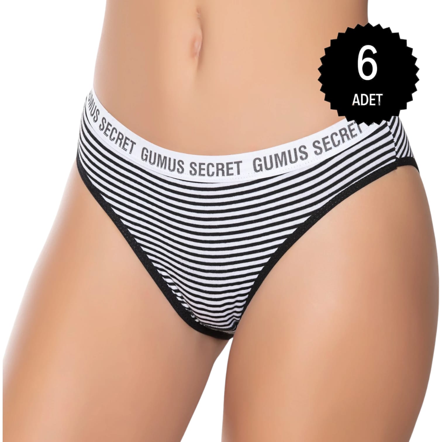 Gümüş 6063 Kadın Likralı Kemerli Lastik "Gümüş Secret" Bikini Karışık 6 lı Paket