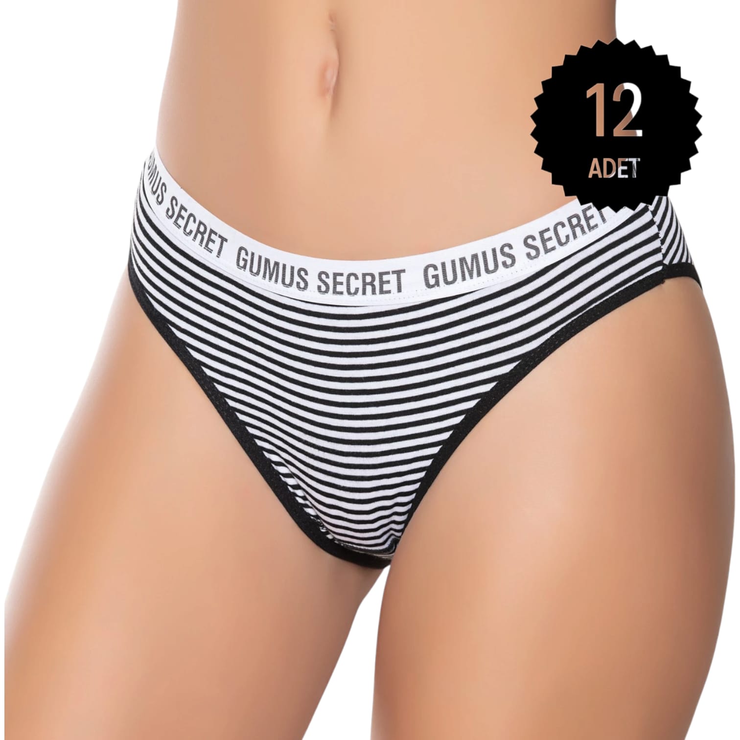 Gümüş 6063 Kadın Likralı Kemerli Lastik "Gümüş Secret" Bikini Karışık 12 li Paket