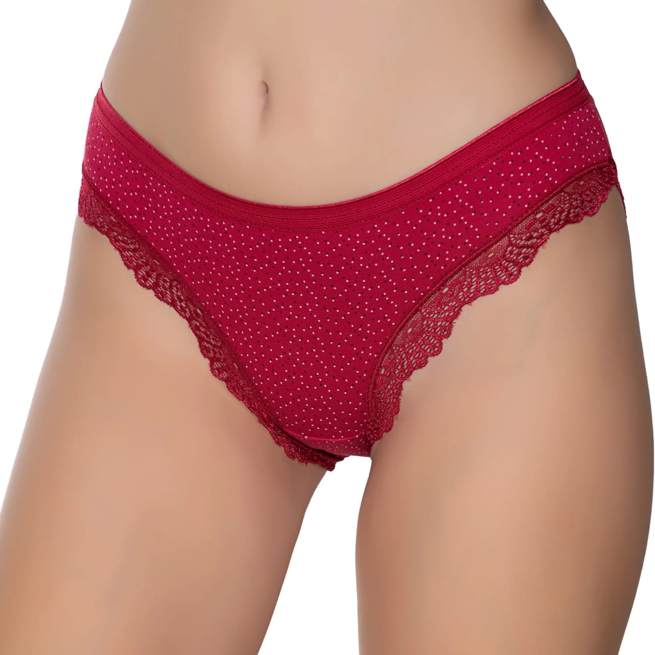 Gümüş 6066 Kadın Likralı Paça Dantelli Puantiyeli Bikini Karışık 6 lı Paket