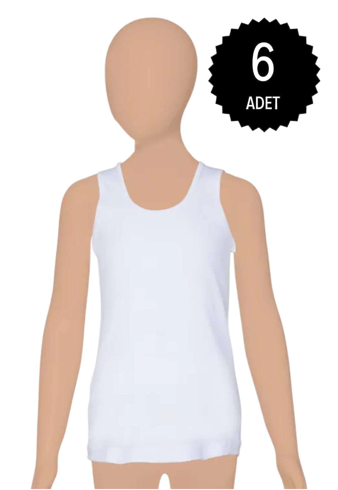 Gümüş 3063 Kız Çocuk Ribana Geniş Askılı Düz Biye Atlet 6 lı Paket