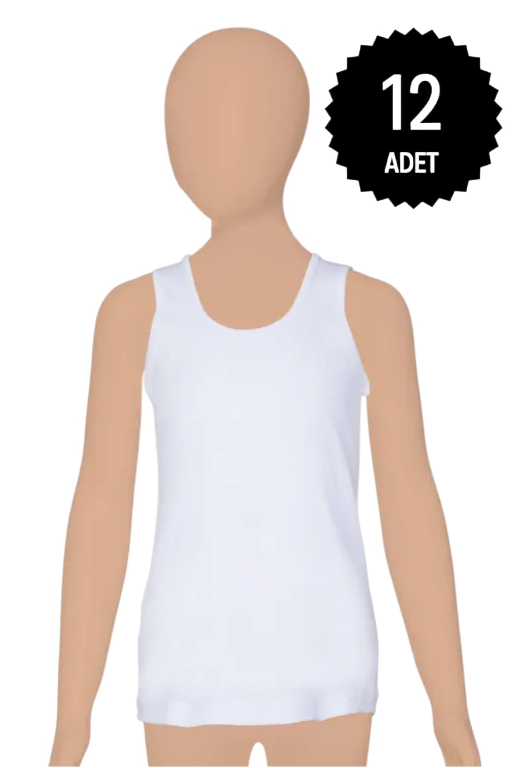 Gümüş 3063 Kız Çocuk Ribana Geniş Askılı Düz Biye Atlet 12 li Paket