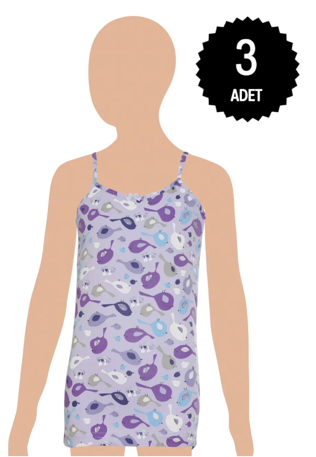 Gümüş 3095 Kız Çocuk Likralı Empirme Atlet Karışık 3 lü Paket