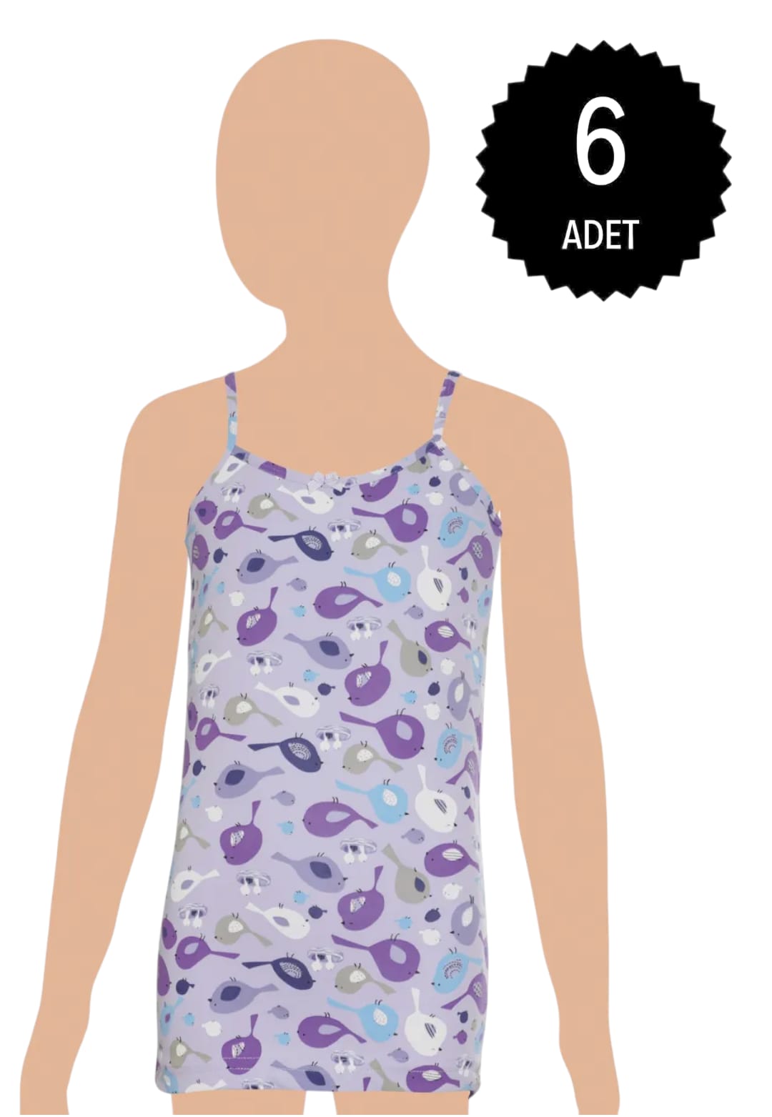 Gümüş 3095 Kız Çocuk Likralı Empirme Atlet Karışık 6 lı Paket