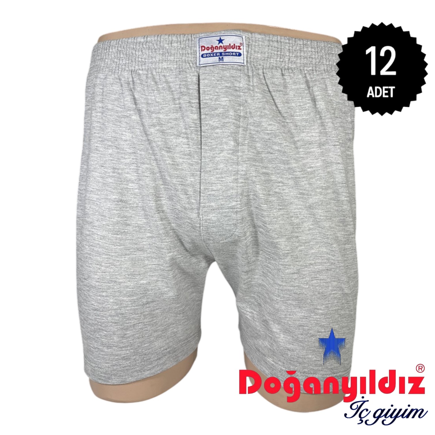 Doğan Yıldız 2210 Penye Boxer  Külot Gri 12 li Paket