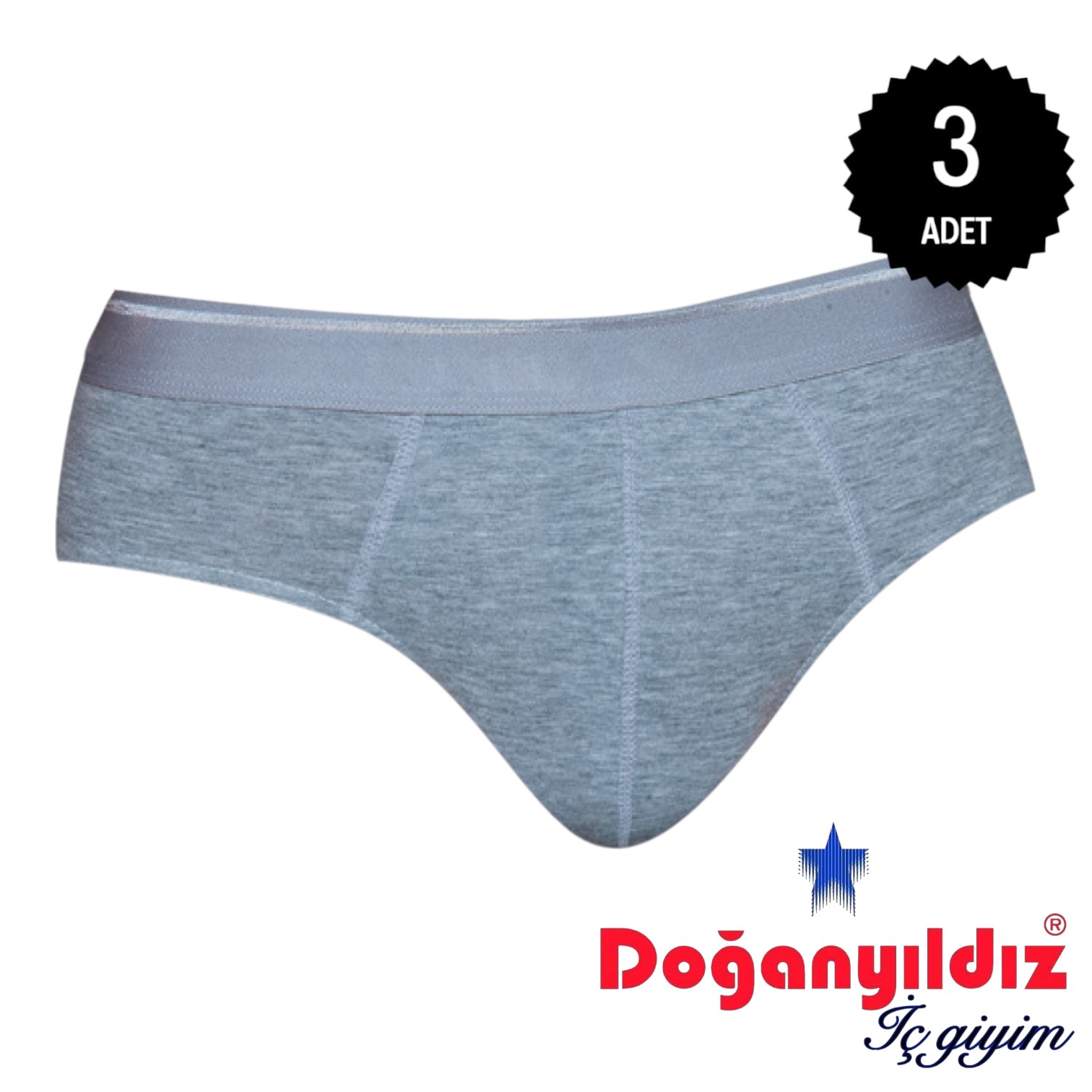 Doğan Yıldız 2850 Likralı Vücüdu Saran Erkek Slip Külot Gri 3 lü Paket