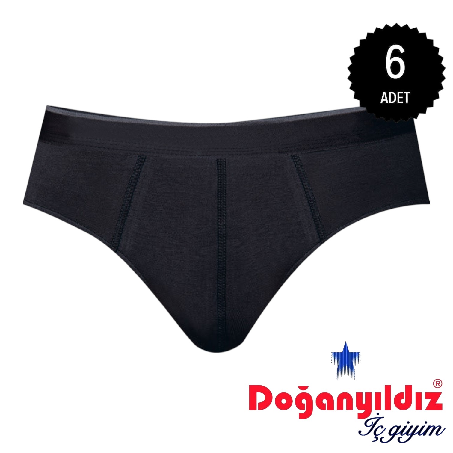 Doğan Yıldız 2850 Likralı Vücüdu Saran Erkek Slip Külot Siyah 6 lı Paket