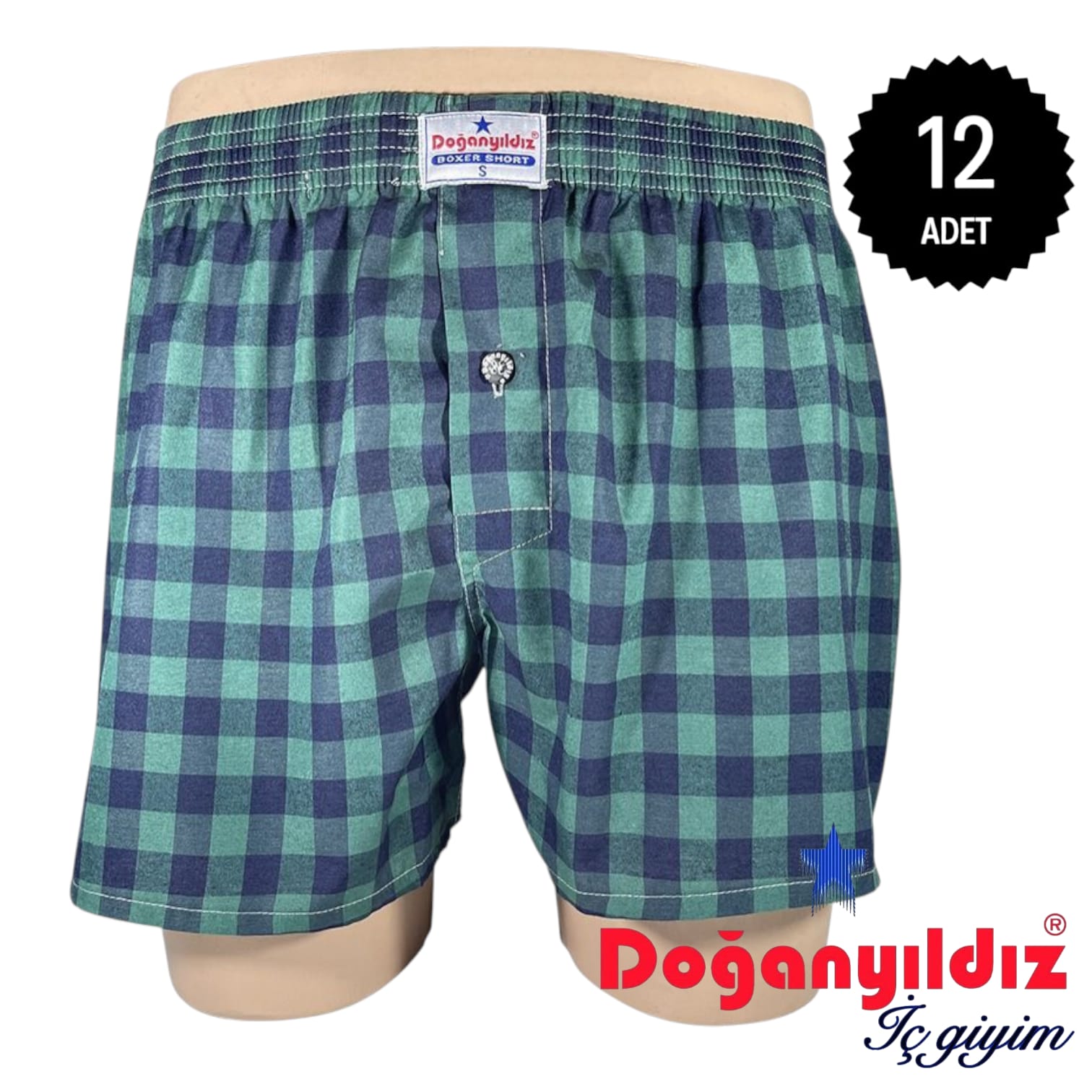 Doğan Yıldız 2250 Yazlık Poplin Boxer Karışık Renk 12 li Paket