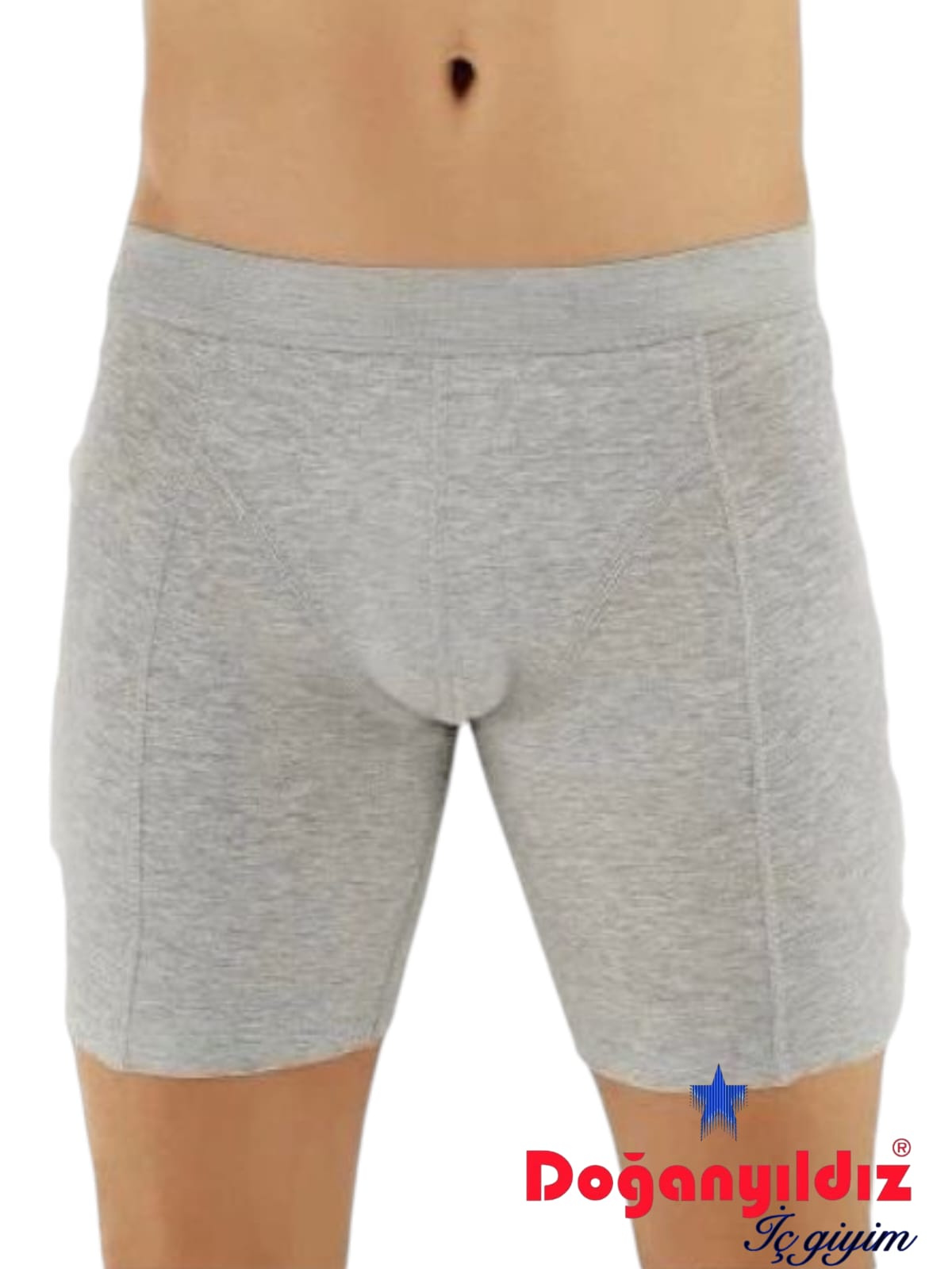 Doğan Yıldız 2831 Likralı Vücudu Saran Uzun Boxer Gri 3 lü Paket