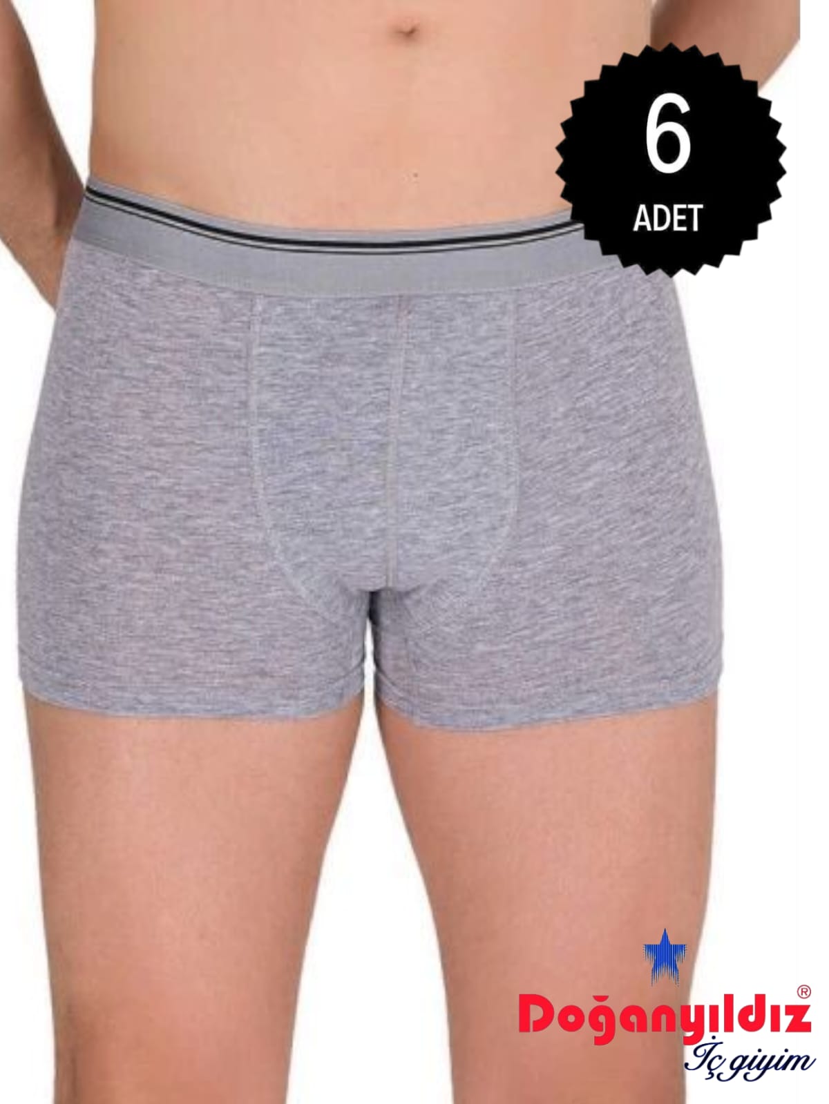 Doğan Yıldız 2810 Likralı Vücudu Saran Boxer Gri 6 lı Paket
