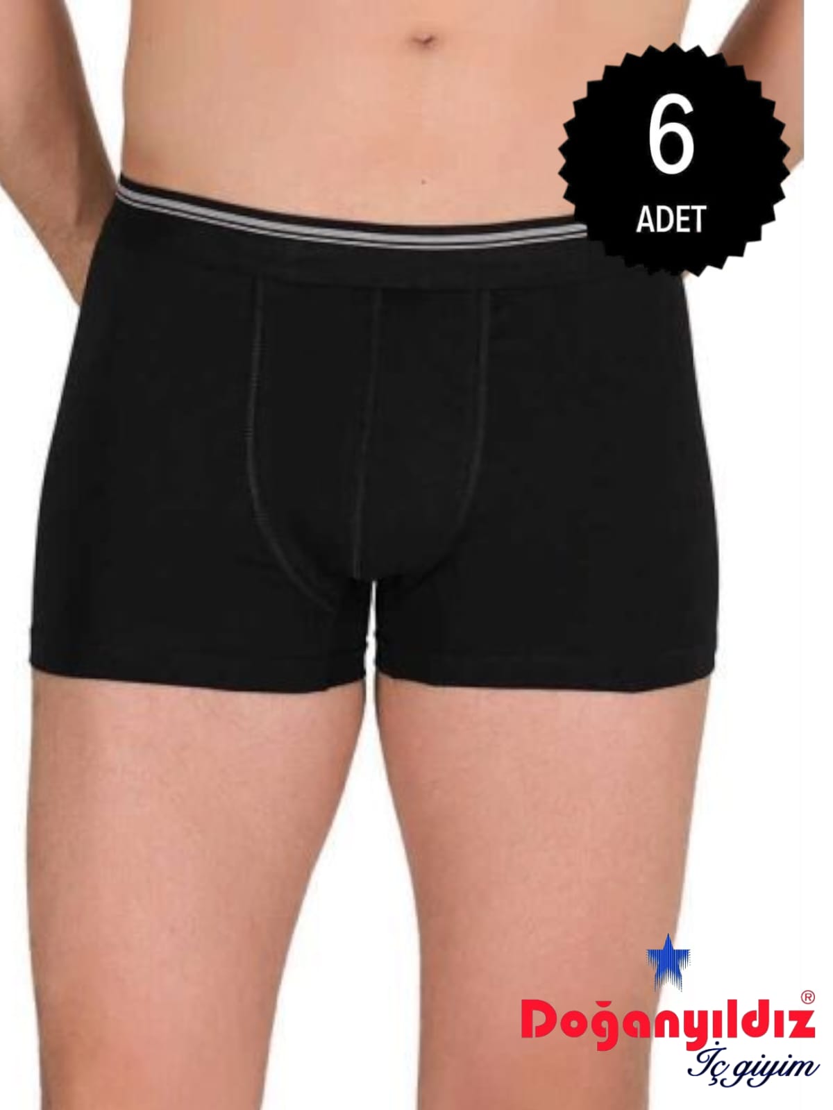 Doğan Yıldız 2810 Likralı Vücudu Saran Boxer Siyah 6 lı Paket