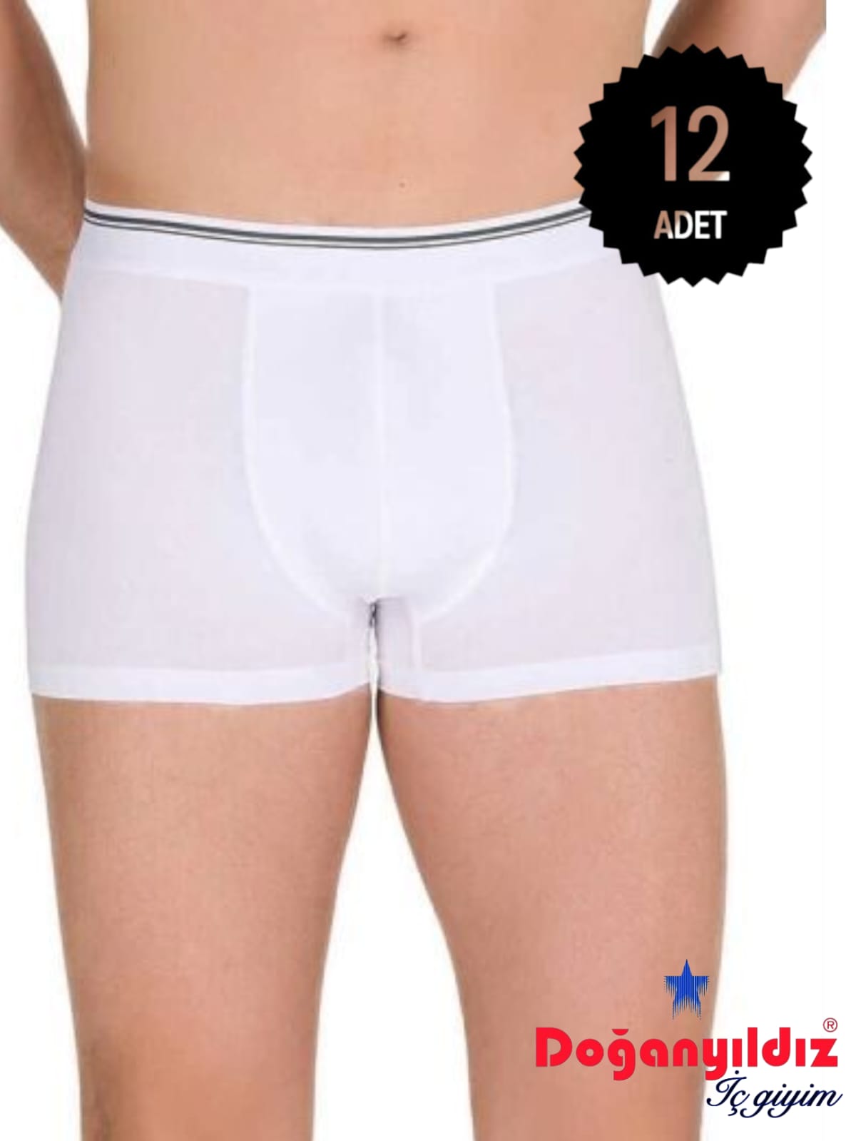 Doğan Yıldız 2810 Likralı Vücudu Saran Boxer Beyaz 12 li Paket