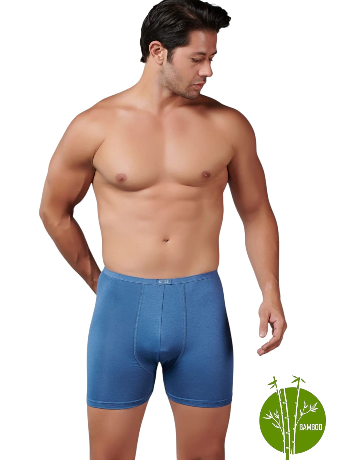 Gümüş İç Giyim 8007 Bambu İnce Bel Elastan Boxer