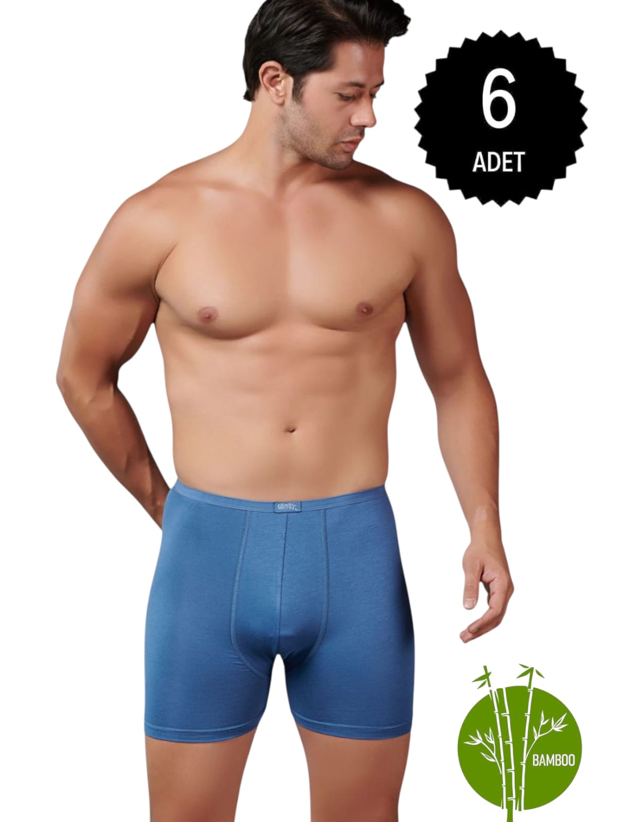 Gümüş İç Giyim 8007 Bambu İnce Bel Elastan Boxer 6 lı Paket