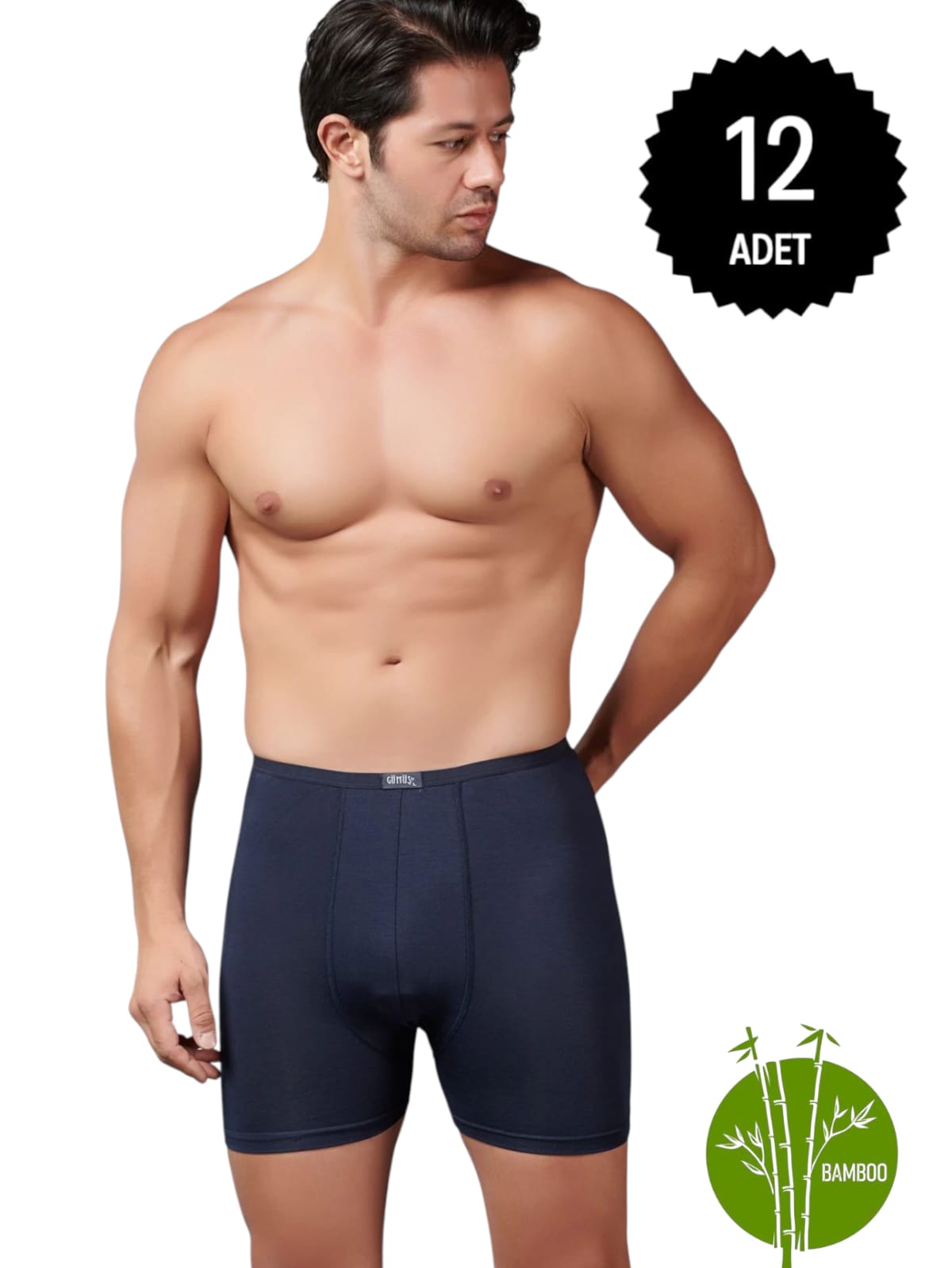 Gümüş İç Giyim 8007 Bambu İnce Bel Elastan Boxer 12 li Paket