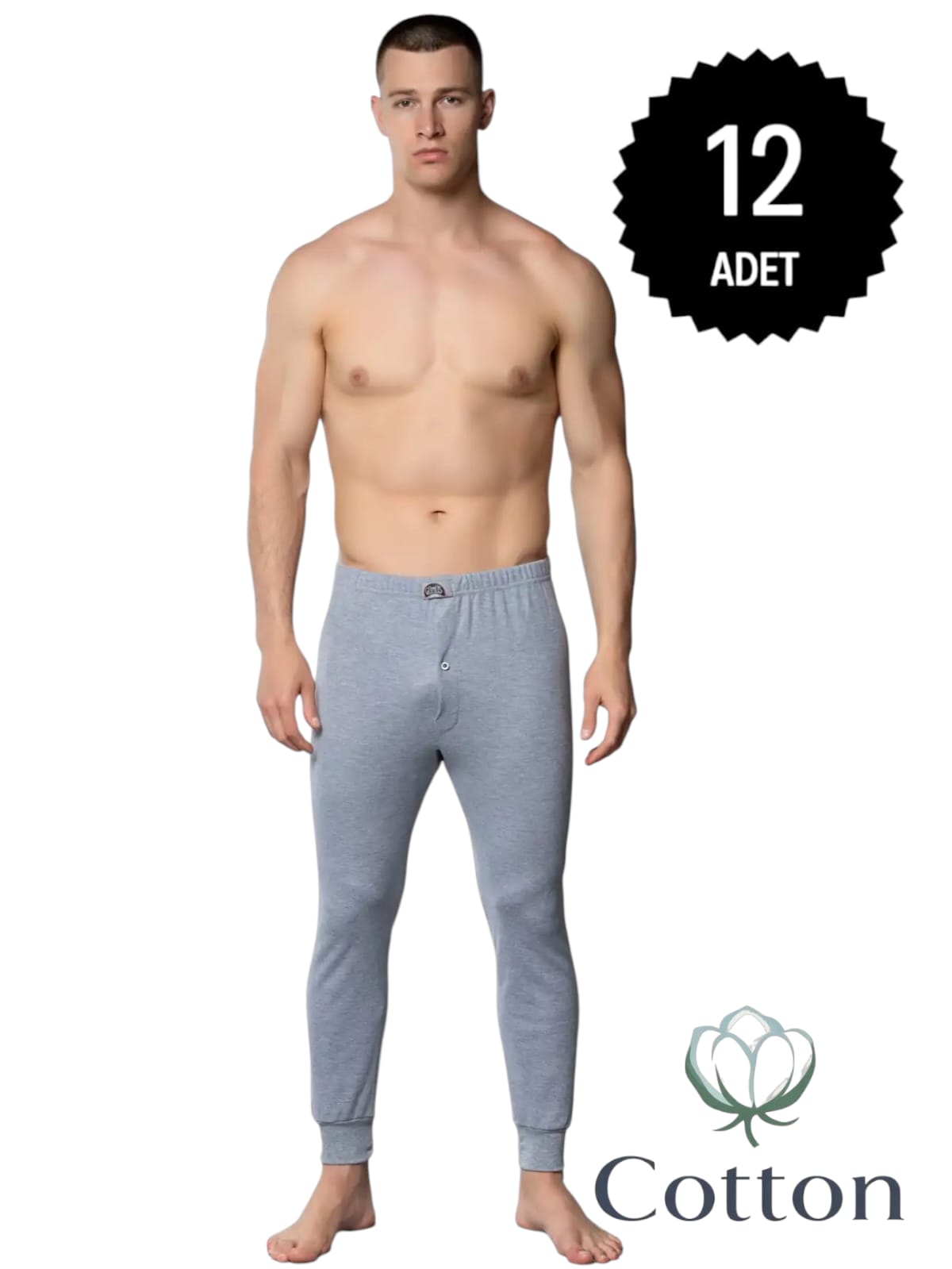 Gümüş İç Giyim 4017 Erkek İnterlok Pijama Alt Gri 12 li Paket