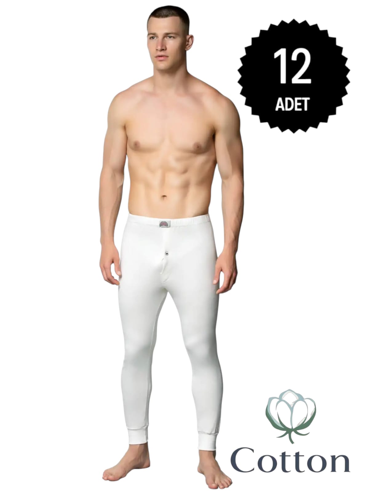 Gümüş İç Giyim 4017 Erkek İnterlok Pijama Alt Ekru 12 li Paket