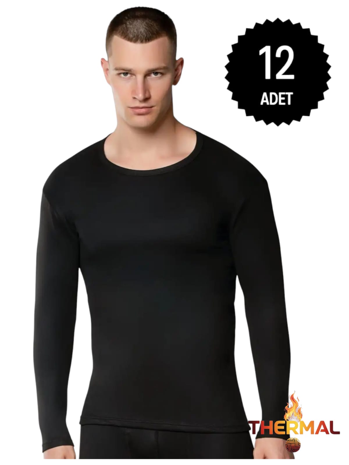 Gümüş İç Giyim 4054 Erkek Termal Fanila Siyah 12 li Paket