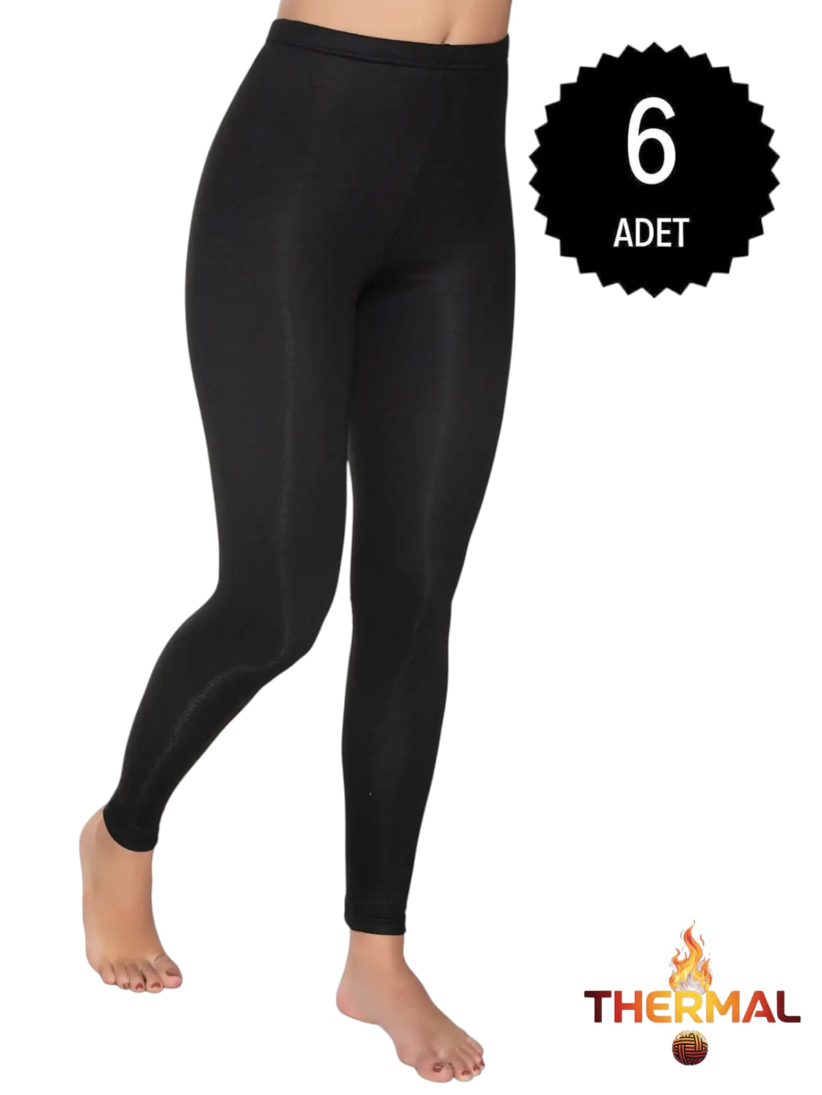 Gümüş İç Giyim 4058 Kadın Termal Tayt Siyah 6 lı Paket