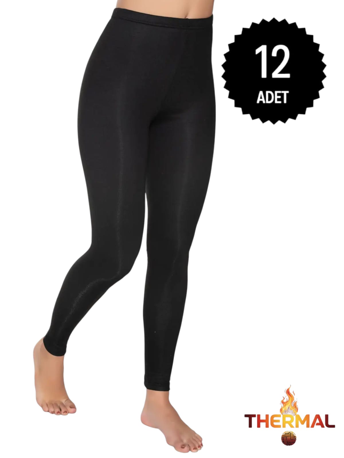 Gümüş İç Giyim 4058 Kadın Termal Tayt Siyah 12 li Paket