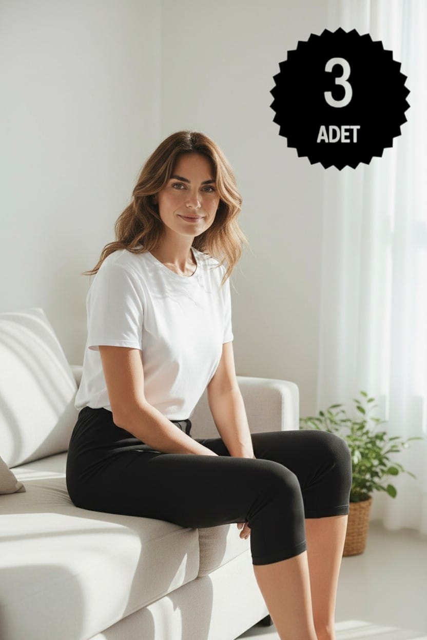 Sıla Sella 110 Kadın Viskon Siyah Diz Altı Tayt 3'lü Paket